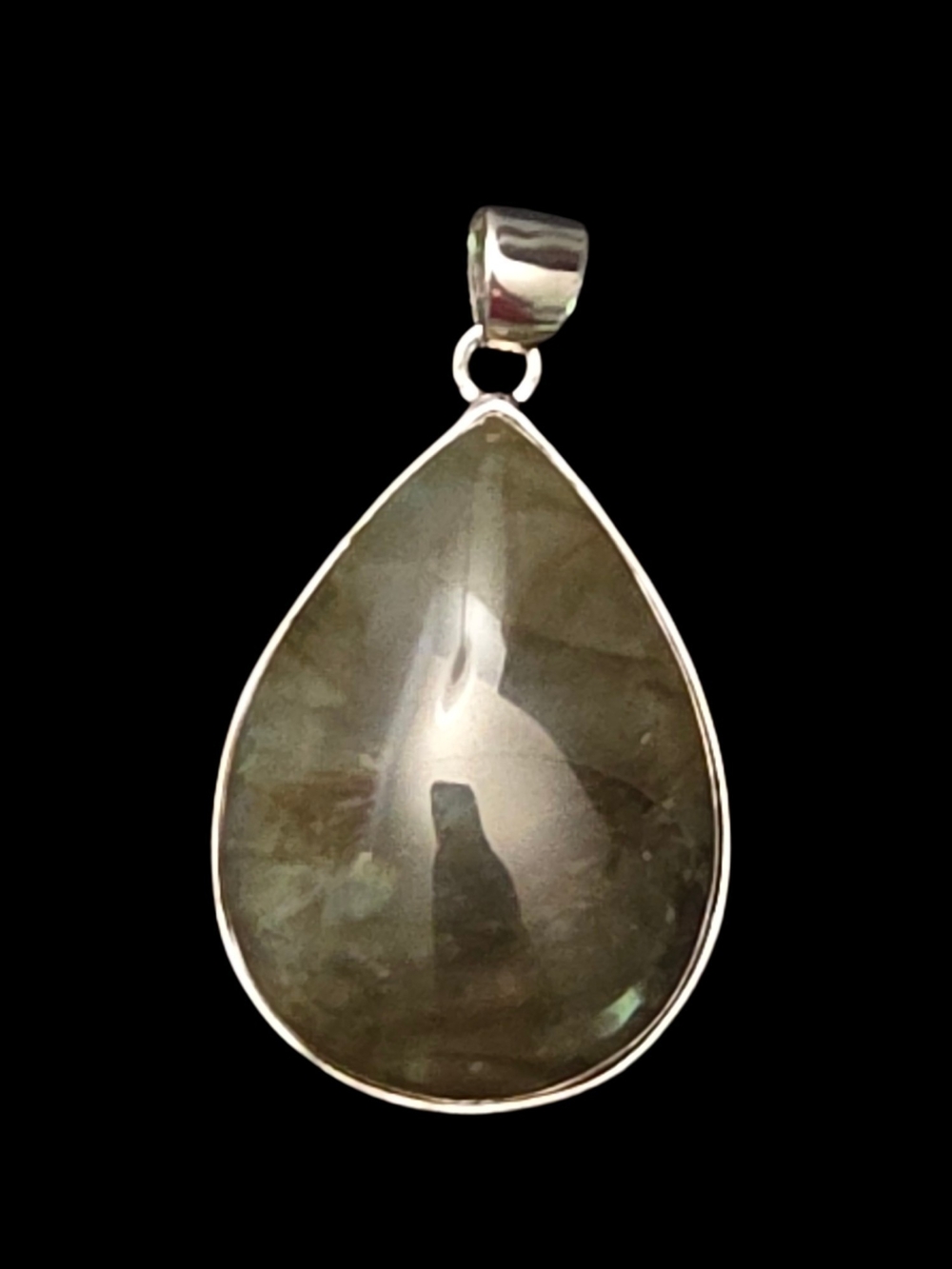 LS 925 Sterling Silver Teardrop Natural Stone Pendant Minimalist Boho